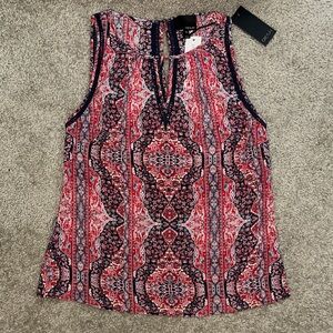 Greylin Women's Sleeveless Top - Red and Navy Pattern